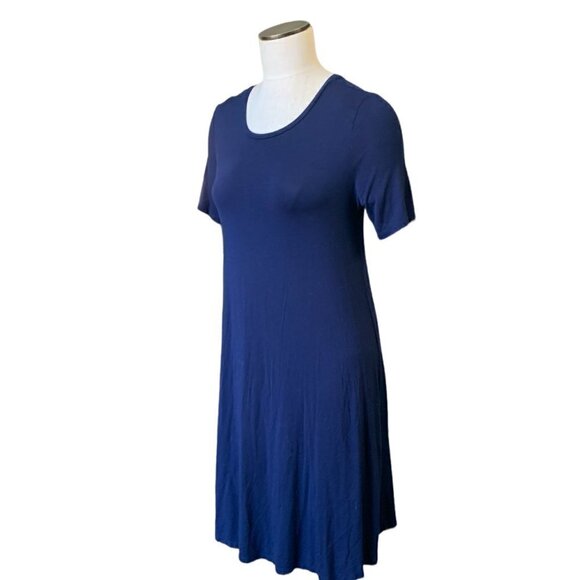 Dip Short Sleeve Soft Stretch T-Shirt Dress S Navy Blue #60T - Picture 3 of 8